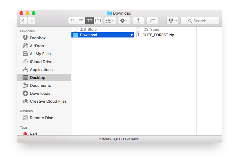 mac zip files for dropbox
